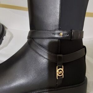 Michael Kors Mandy Knee-High Faux Leather Boots - Black